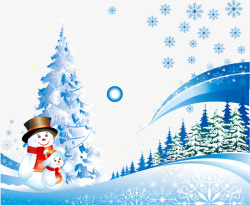 元素圣诞雪人雪景素材