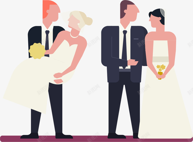 抽象画新婚人物插画png免抠素材_新图网 https://ixintu.com 婚礼 新婚夫妇 结婚 结婚人物 结婚小人 结婚插画