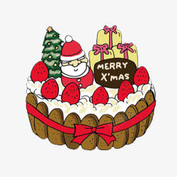 卡通手绘圣诞蛋糕素材
