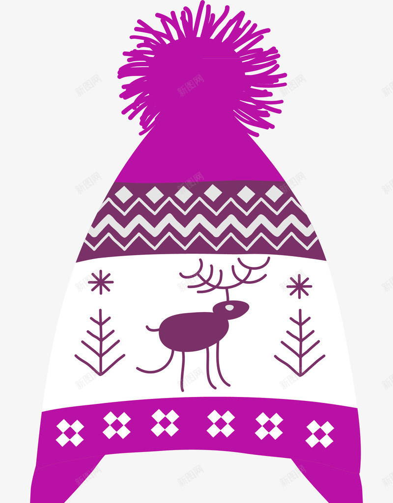 圣诞元素帽子png免抠素材_新图网 https://ixintu.com EPS 冬季 冬季帽子 冬日 可爱 圣诞元素 圣诞帽子 帽子 毛线 矢量装饰毛线帽 紫色帽子 针织帽子