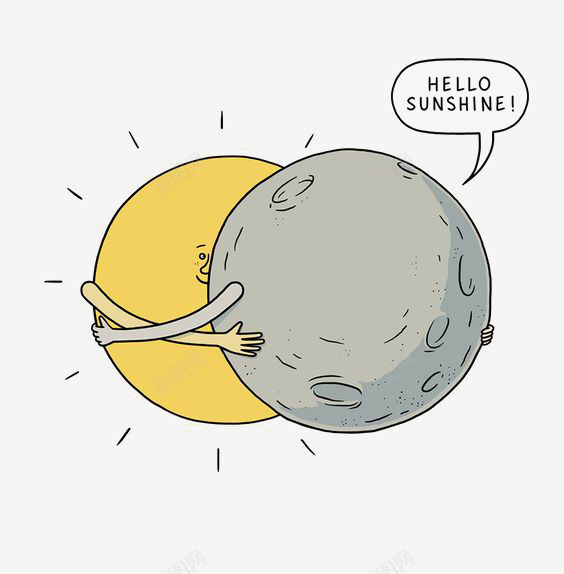 卡通星球png免抠素材_新图网 https://ixintu.com 圆形 太阳 手绘星球 拥抱 星球插画 月球
