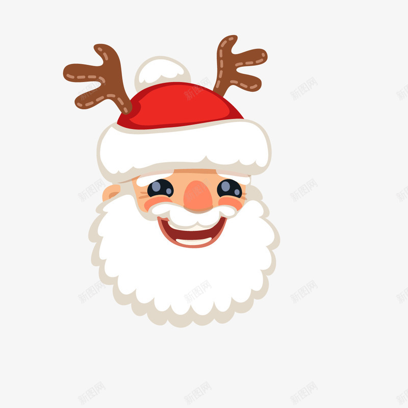 戴驯鹿角帽的圣诞老人png免抠素材_新图网 https://ixintu.com 卡通圣诞老人 带驯鹿角帽子的圣诞老人 手绘圣诞老人矢量图 驯鹿角免费png下载