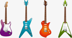 音乐器材四种不同形状电吉他素材