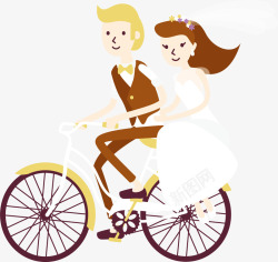 单车小人骑着单车结婚高清图片