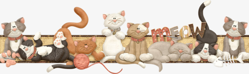 猫咪的聚会png免抠素材_新图网 https://ixintu.com 卡通 可爱 各种各样的猫 手绘 猫 聚会 针线球