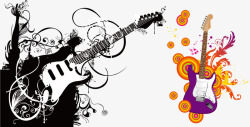 吉他创意花纹海报背景矢量图海报