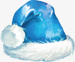扁平化蓝色清新商铺冬季圣诞蓝色帽子装饰高清图片