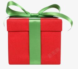 圣诞节红色礼盒绿丝带素材