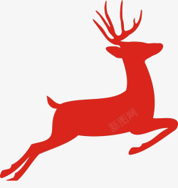 红色鹿奔跑的快乐高清图片