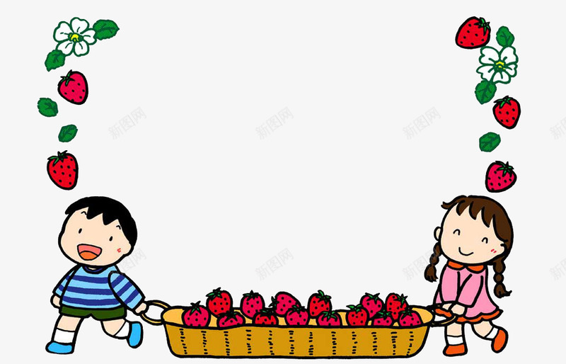 一起摘草莓png免抠素材_新图网 https://ixintu.com 一起摘草莓 人物 篮子 装饰