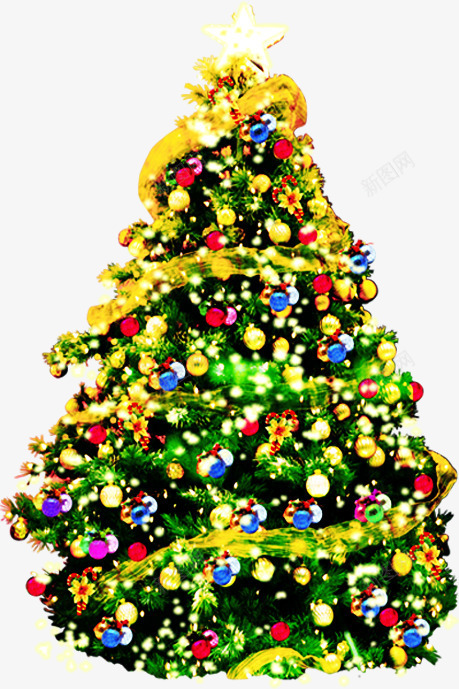 黄色星星圣诞树png免抠素材_新图网 https://ixintu.com 圣诞树 星星 黄色