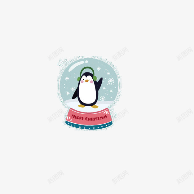 圣诞水晶球企鹅装饰物png免抠素材_新图网 https://ixintu.com 卡通 圣诞 手绘 水晶球 装饰