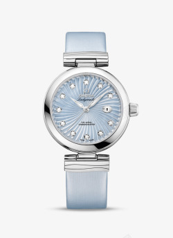 进口镶钻表欧米茄女表蓝色镶钻腕表手表高清图片