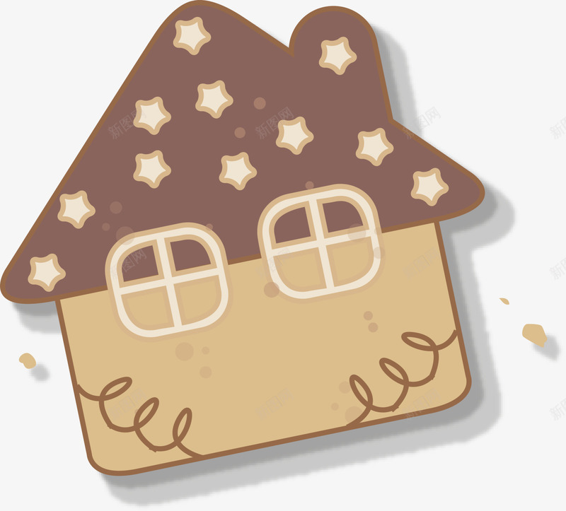 褐色卡通小屋饼干png免抠素材_新图网 https://ixintu.com 圣诞快乐 圣诞节 小屋 屋子饼干 装饰图案 褐色饼干