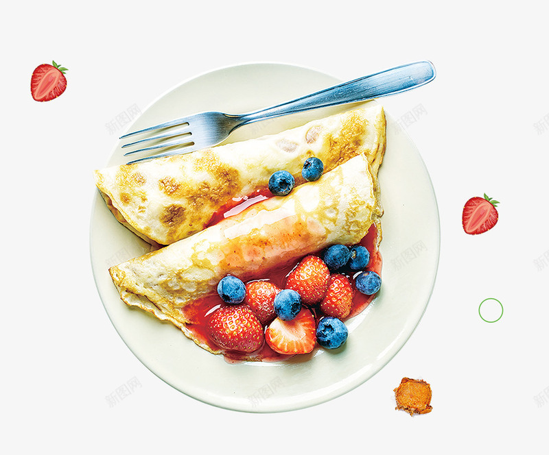 白色盘子里的早餐psd免抠素材_新图网 https://ixintu.com 叉子 早安早餐 白色 的早餐 盘子里 草莓 蓝莓 鸡蛋卷
