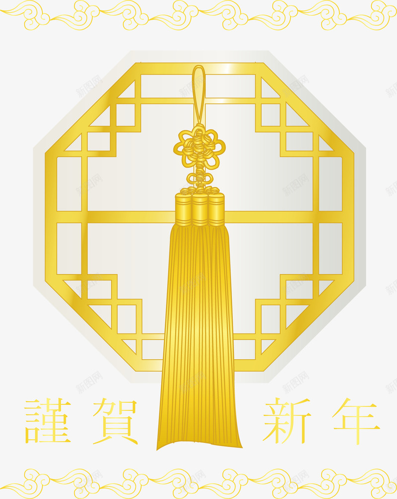 中国结边框元素png免抠素材_新图网 https://ixintu.com 吉祥物 框架 流苏 窗户 金色