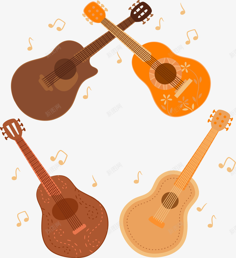 木吉他装饰边框png免抠素材_新图网 https://ixintu.com 木吉他 木质吉他 校园艺术节 矢量素材 音乐节