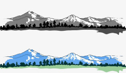 手绘雪山素材