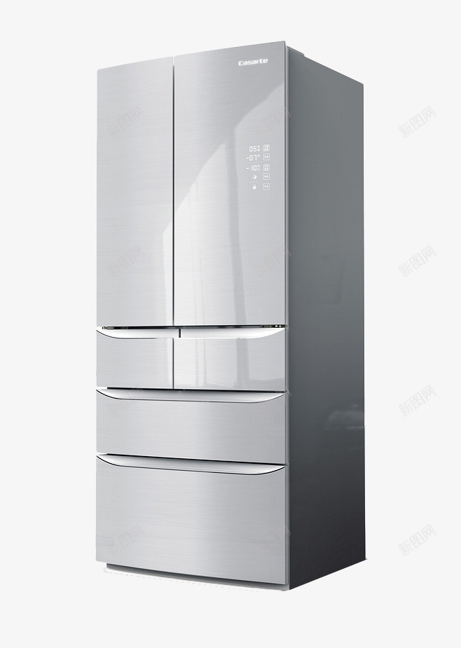 3层电冰箱png免抠素材_新图网 https://ixintu.com 产品实物 冰箱 家电png 银色