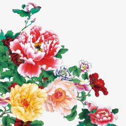 中国风牡丹花国花装饰图案素材