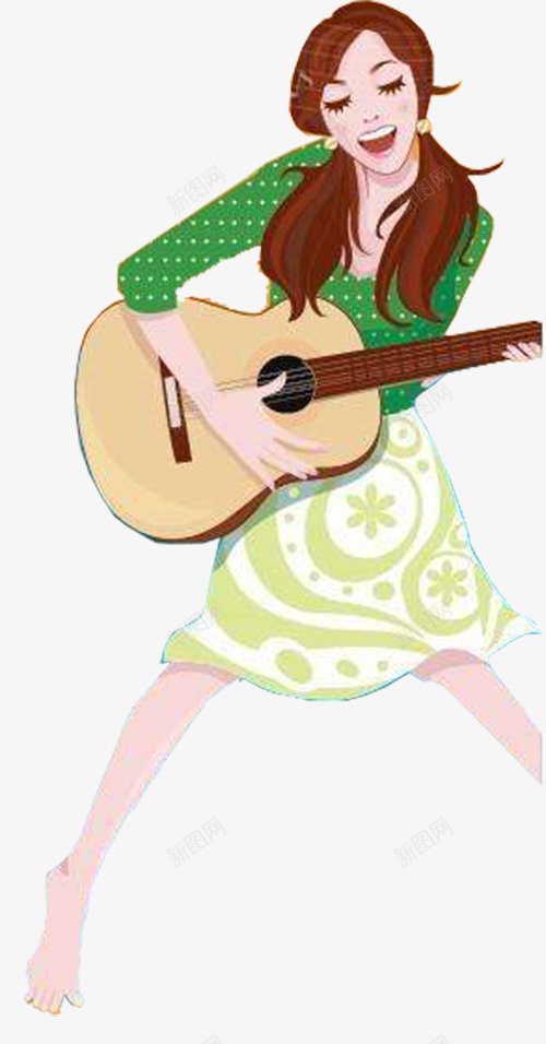 弹吉他的人psd免抠素材_新图网 https://ixintu.com 卡通手绘 吉他手 弹吉他大的人 弹吉他的人 御姐 潇洒 美女