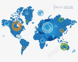 全球分布世界地图与科技环境高清图片