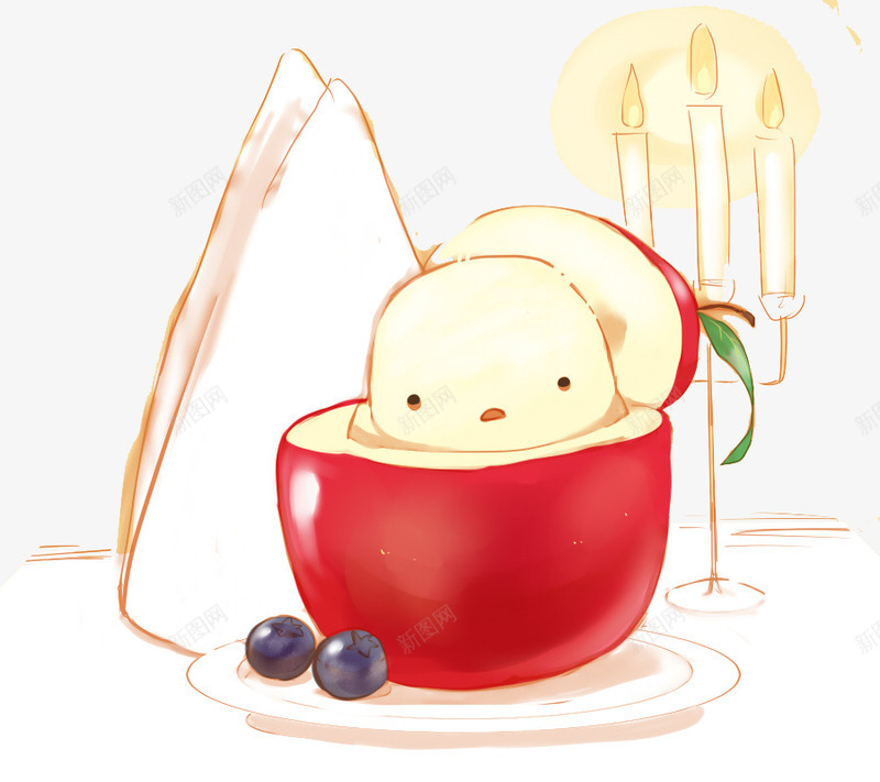 苹果小鸡png免抠素材_新图网 https://ixintu.com 卡通 可爱 小鸡崽 手绘 甜点 萌 蛋糕 面包 食品 食品海报插画 食物