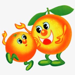 卡通可爱的两个香橙素材