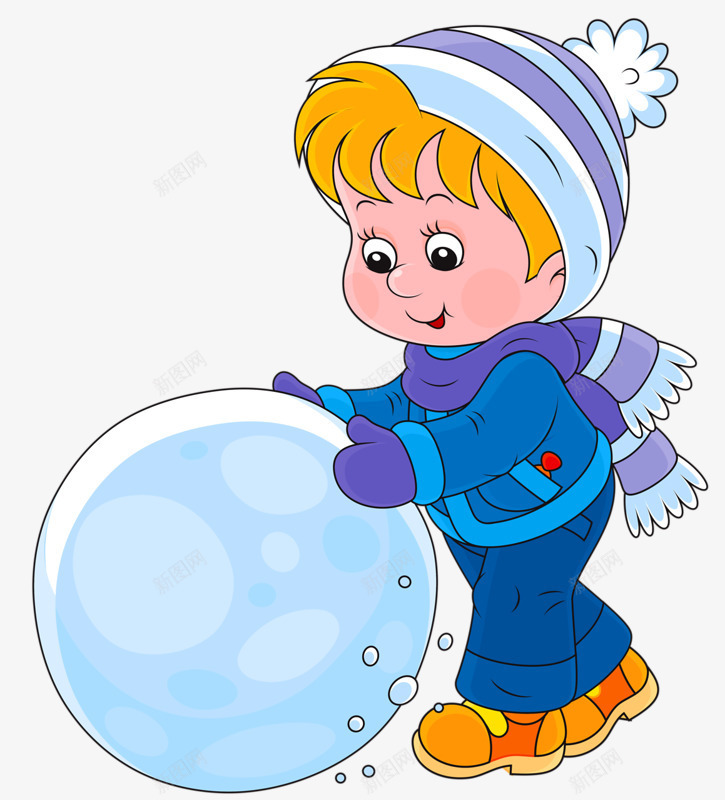 玩雪的小男孩png免抠素材_新图网 https://ixintu.com 冬季 围巾 小男孩 帽子 玩雪