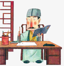中国古代毛笔古人写字高清图片