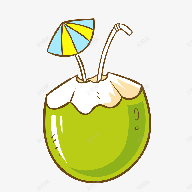卡通绿色的椰子果汁矢量图ai免抠素材_新图网 https://ixintu.com 卡通 果汁 植物 椰子 水果 绿色 食物 矢量图