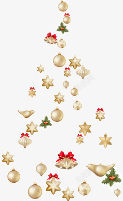 清新挂饰金色彩球圣诞树高清图片