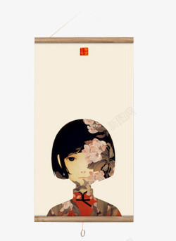 西方古典女孩中国风女孩挂画高清图片