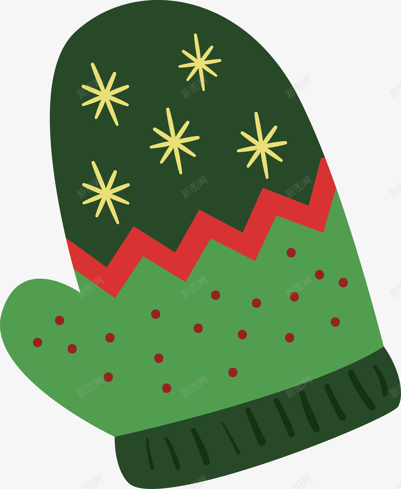 圣诞节绿色手套png免抠素材_新图网 https://ixintu.com 保暖 卡通 圣诞节 扁平化 绿色手套 装饰图案