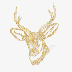 鹿装饰画金黄色手绘的鹿头高清图片