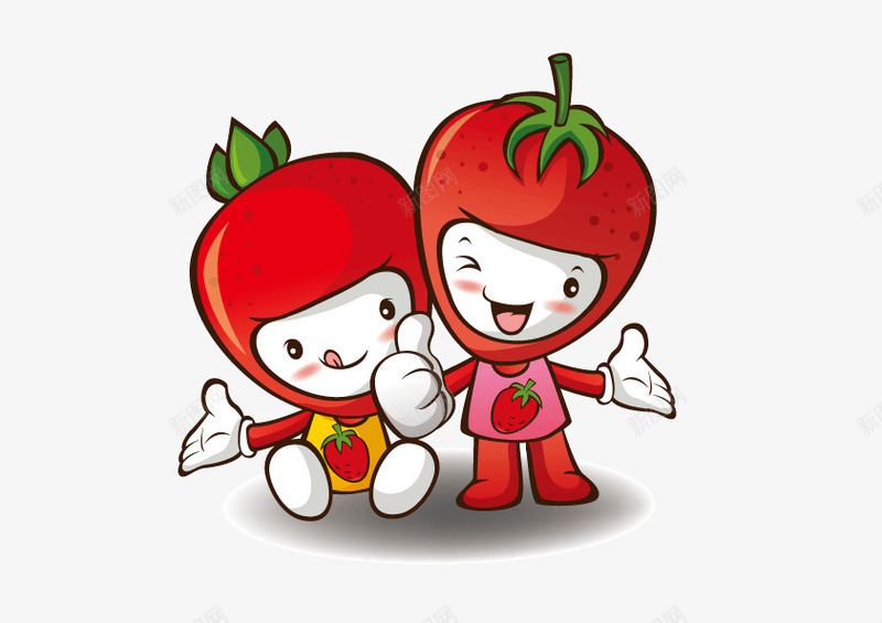 可爱草莓人物png免抠素材_新图网 https://ixintu.com 卡通草莓 手绘草莓 草莓人物