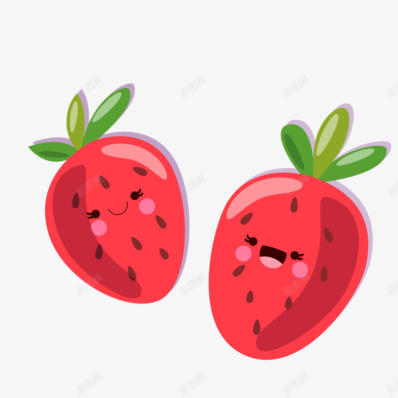 卡通创意草莓矢量图ai免抠素材_新图网 https://ixintu.com 卡通 可爱 植物 水果 红色 草莓 食物 矢量图