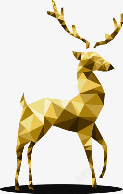 圣诞节金色折纸麋鹿素材
