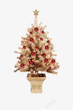天猫双旦季素材时尚圣诞树红色彩球双旦礼遇季高清图片