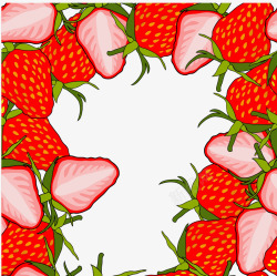 红色草莓边框矢量图素材