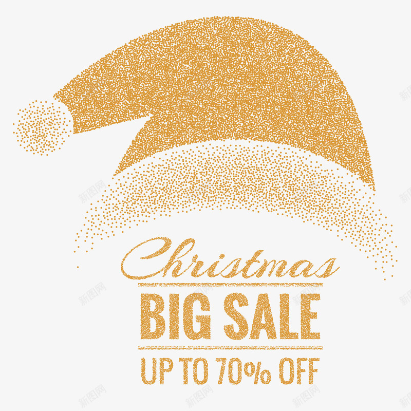 圣诞节金色帽子海报png_新图网 https://ixintu.com 促销 圣诞节 宣传海报 帽子 金色