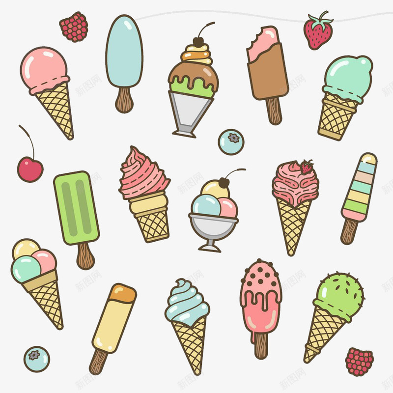 卡通水果雪糕冰淇淋背景png免抠素材_新图网 https://ixintu.com 冰淇淋 卡通 水果 雪糕