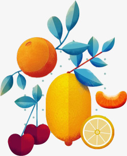 极简书本橘子柠檬樱桃高清图片