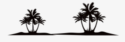 黑色海滩椰树风景剪影矢量图素材