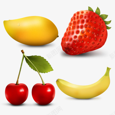 香蕉草莓水果图标图标