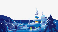 下雪的屋顶卡通下雪村庄矢量图高清图片