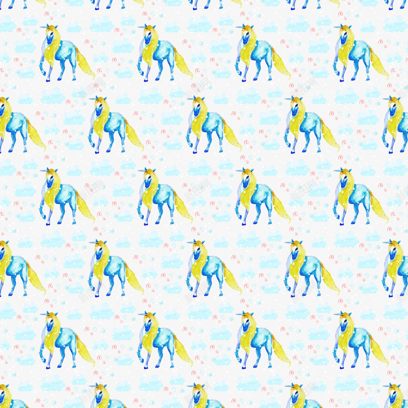 蓝色独角兽png免抠素材_新图网 https://ixintu.com 卡通动物 可爱动物 母婴装饰 独角兽 背景装饰 蓝色