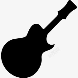 剪影形状吉他的黑色形状图标高清图片