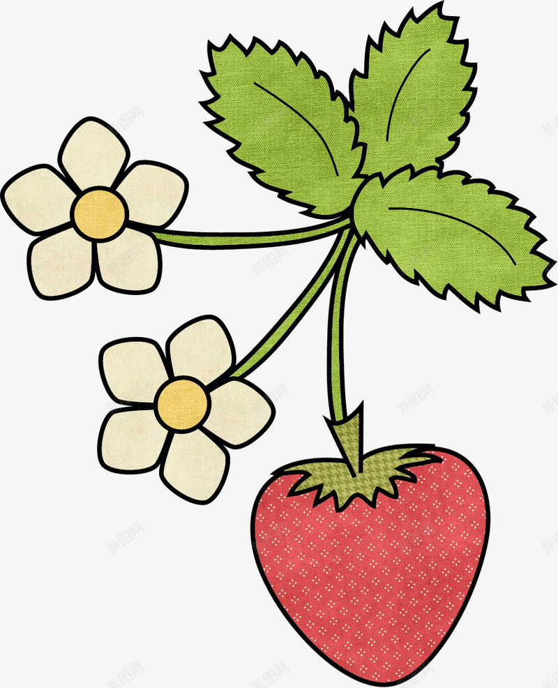 可爱卡通草莓水果png免抠素材_新图网 https://ixintu.com 卡通草莓 可爱草莓 水果 草莓叶子 草莓装饰