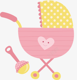 粉红色婴儿车唯美婴儿车玩具卡通可爱婴儿用品高清图片